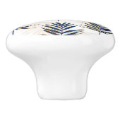 Modern blauw handpalm laat gouden strelen wit desi keramische knop (Zijkant)