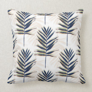 Modern blauw handpalm laat gouden strelen wit desi kussen