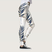 Modern blauw handpalm laat gouden strelen wit desi leggings (Rechts)