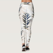 Modern blauw handpalm laat gouden strelen wit desi leggings (Achterkant)