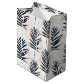 Modern blauw handpalm laat gouden strelen wit desi medium cadeauzakje (Voorkant Gekanteld)