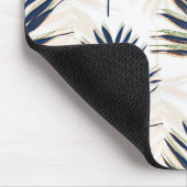 Modern blauw handpalm laat gouden strelen wit desi muismat (Hoek)