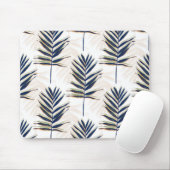 Modern blauw handpalm laat gouden strelen wit desi muismat (Met muis)