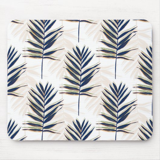 Modern blauw handpalm laat gouden strelen wit desi muismat (Voorkant)