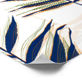 Modern blauw handpalm laat gouden strelen wit desi poster (Hoek)