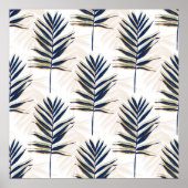 Modern blauw handpalm laat gouden strelen wit desi poster (Voorkant)