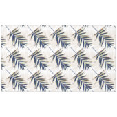 Modern blauw handpalm laat gouden strelen wit desi tafelkleed (Voorkant (Horizontaal))