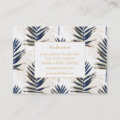 Modern blauw handpalm laat gouden strelen wit desi visitekaartje (Achterkant)