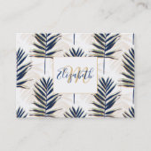 Modern blauw handpalm laat gouden strelen wit desi visitekaartje (Voorkant)