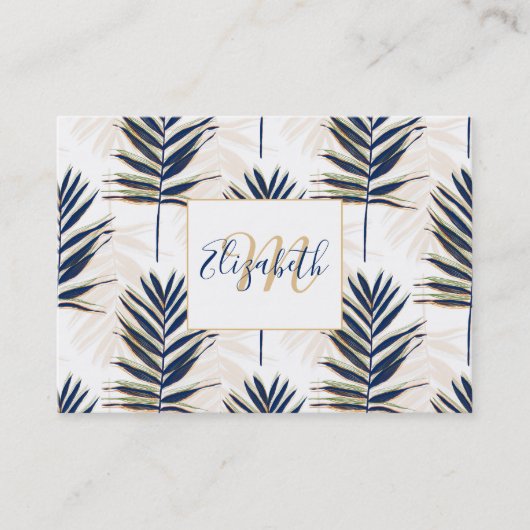 Modern blauw handpalm laat gouden strelen wit desi visitekaartje (Voorkant)