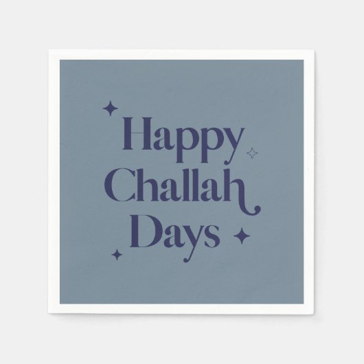 Modern blauw Happy Challah Days Chanoeka Servet (Voorkant)