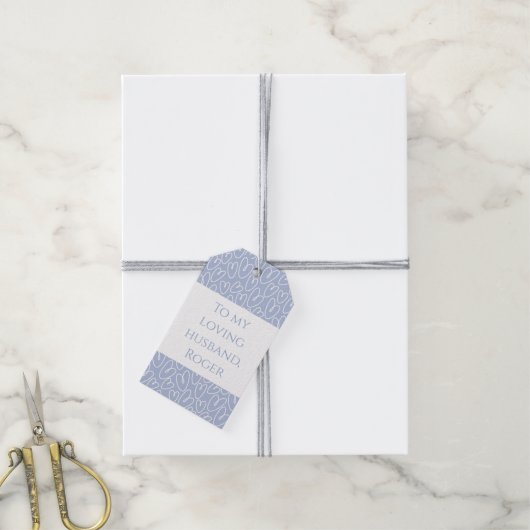 Modern Blauw Hart Cadeaulabel (Met Touw)