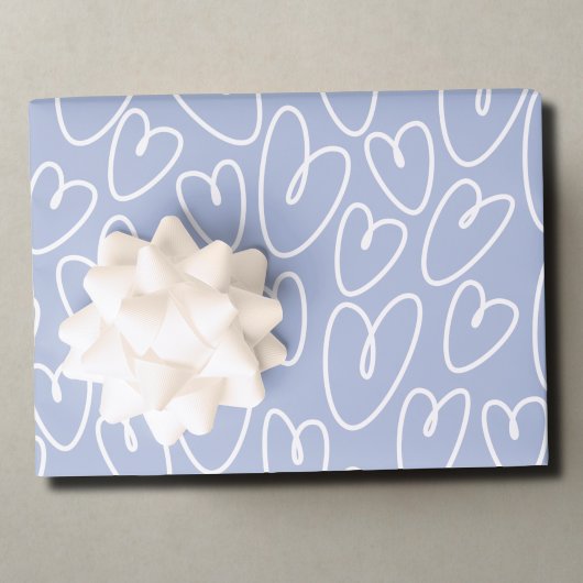 Modern Blauw Hart Inpakpapier Vel