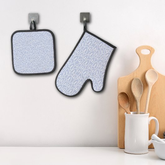 Modern Blauw Hart Ovenwant & Pannenlap Set