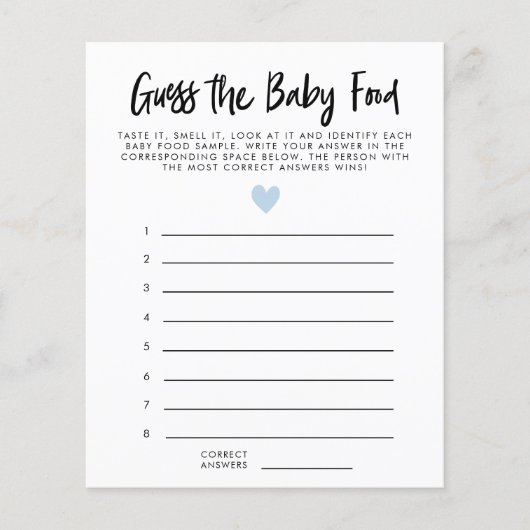 Modern blauw hart raadt het Baby-schoenenspel (Voorkant)