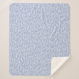 Modern Blauw Hart Sherpa Deken