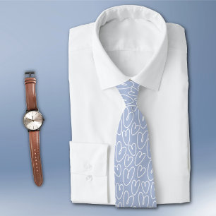 Modern Blauw Hart Stropdas