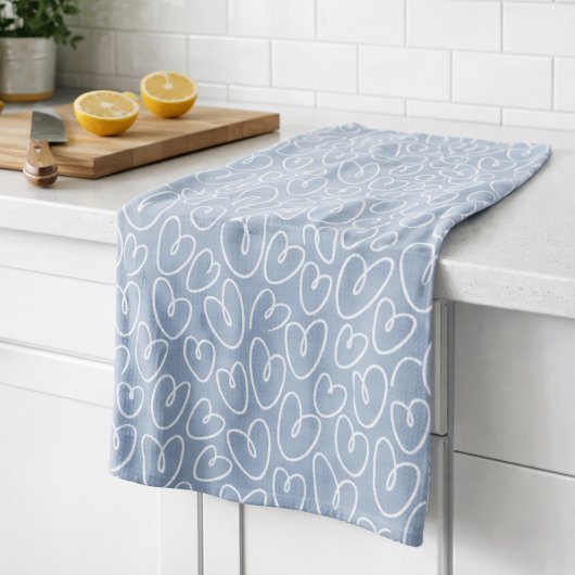 Modern Blauw Hart Theedoek