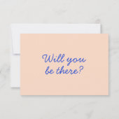 Modern Blauw Helder Kleurrijke Retro Leuke Bruilof RSVP Kaartje (Achterkant)