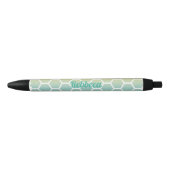 Modern Blauw Hexagon Geometrisch Patroon Monogram Zwarte Inkt Pen (Voorkant)