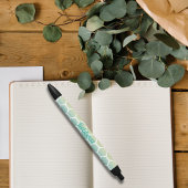 Modern Blauw Hexagon Geometrisch Patroon Monogram Zwarte Inkt Pen