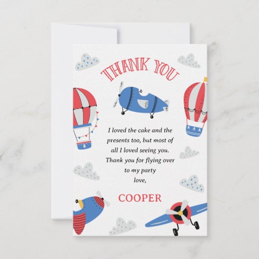 Modern blauw Hoe de tijd vliegt 1e verjaardag Bedankkaart (Voorkant)