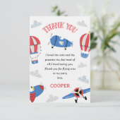 Modern blauw Hoe de tijd vliegt 1e verjaardag Bedankkaart (Staand voorkant)