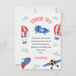 Modern blauw Hoe de tijd vliegt 1e verjaardag Bedankkaart