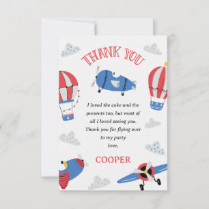 Modern blauw Hoe de tijd vliegt 1e verjaardag Bedankkaart