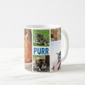 Modern blauw Houd kalm miauw op Cat 7 Fotocollage Koffiemok (Voorkant rechts)