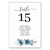 Modern blauw huwelijkstafelnummer kaart (Achterkant)