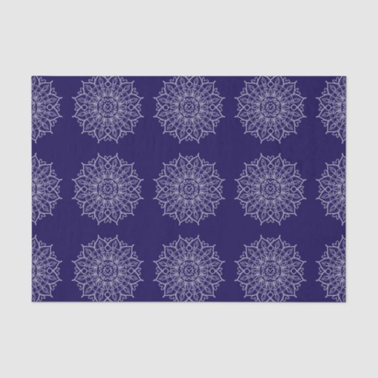 Modern Blauw Indigo Mandala Boho Decoupage Gift Tissuepapier (Voorkant)
