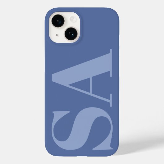 Modern blauw initiaal minimal monogram hedendaags Case-Mate iPhone case (Achterkant)