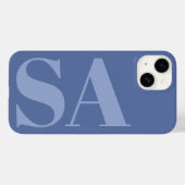 Modern blauw initiaal minimal monogram hedendaags Case-Mate iPhone case (Achterkant (horizontaal))