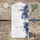 Modern blauw Iris ventilator All In One Uitnodiging