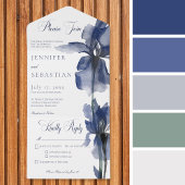 Modern blauw Iris ventilator All In One Uitnodiging