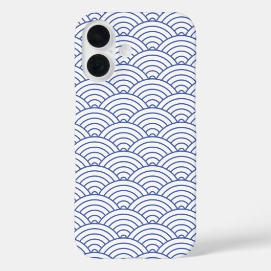 Modern blauw Japans golven geometrisch patroon Case-Mate iPhone Case (Achterkant)