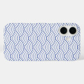 Modern blauw Japans golven geometrisch patroon Case-Mate iPhone Case (Achterkant (horizontaal))