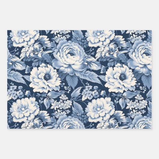 Modern blauw kerstinpakpapier inpakpapier vel (Voorkant 3)