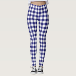 Modern blauw klassiek Gingham patroon Leggings