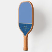 Modern Blauw Kleurblok Monogram Pickleball Paddle (Links)