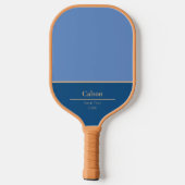 Modern Blauw Kleurblok Monogram Pickleball Paddle (Achterkant)