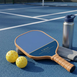Modern Blauw Kleurblok Monogram Pickleball Paddle