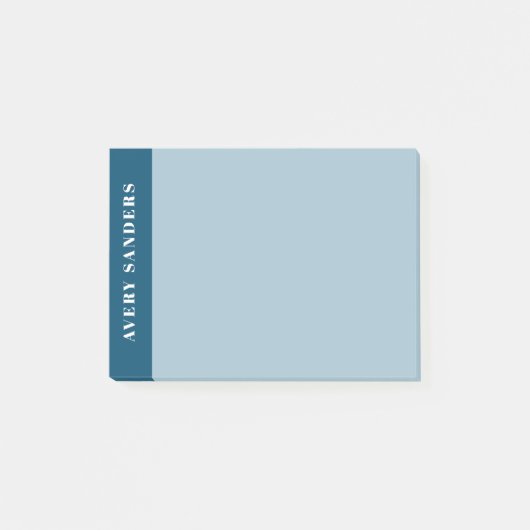Modern blauw kleurenblok post-it® notes (Voorkant)