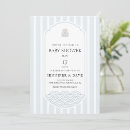 Modern blauw Koreaans thema baby shower Kaart
