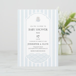 Modern blauw Koreaans thema baby shower Kaart