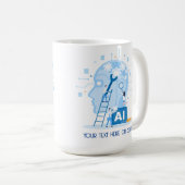 Modern blauw Kunstmatige Intelligentie Illustratie Koffiemok (Voorkant rechts)