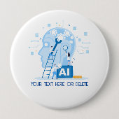 Modern blauw Kunstmatige Intelligentie illustratie Ronde Button 4,0 Cm (Voorkant)
