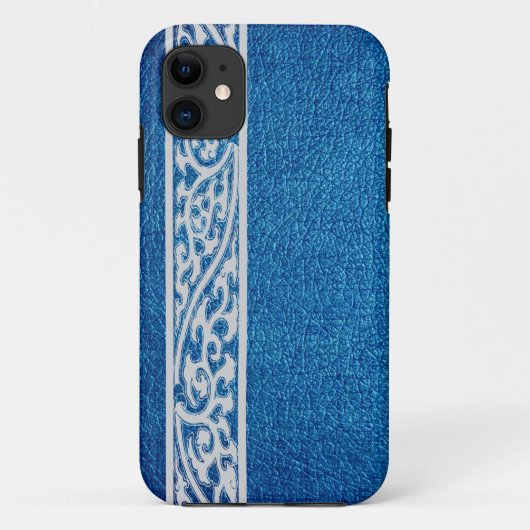 Modern blauw leder Case-Mate iPhone case (Achterkant)