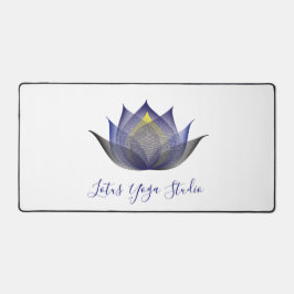 Modern blauw Lotus bloemenontwerp Elegante yoga ze Bureaumat
